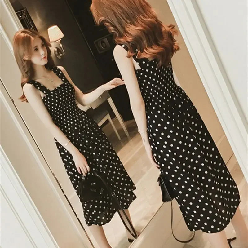 Women Polka Dot Smocked Midi Dress | Carla