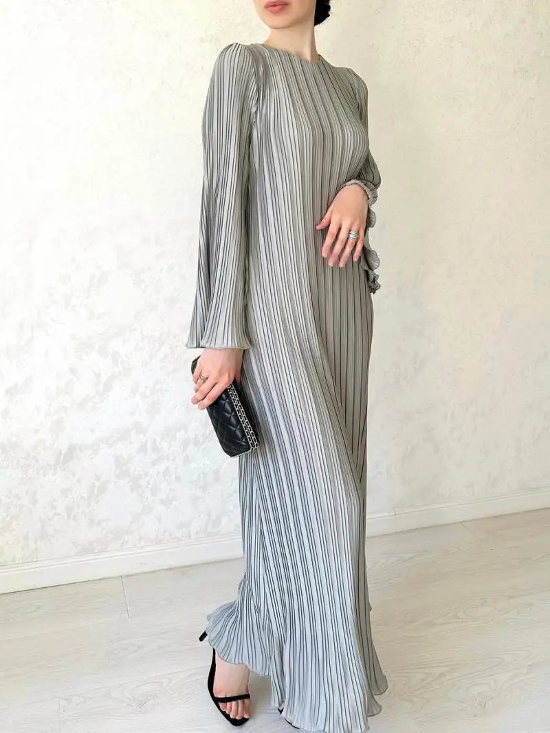 Women Pleated Ruffle Sleeves Maxi Dress | Hollie