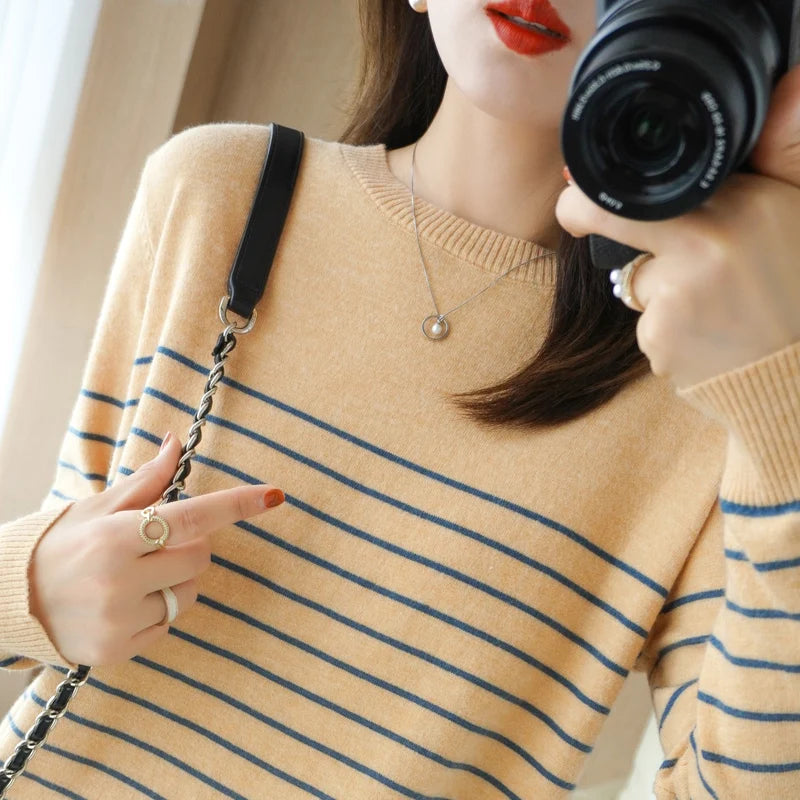Women Striped Knit Sweater | Debora