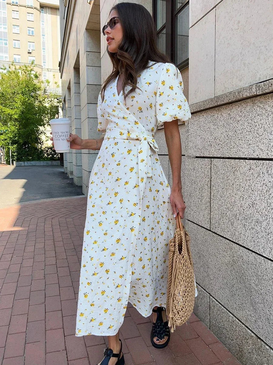 Women Floral Wrap Midi Dress | Daisy