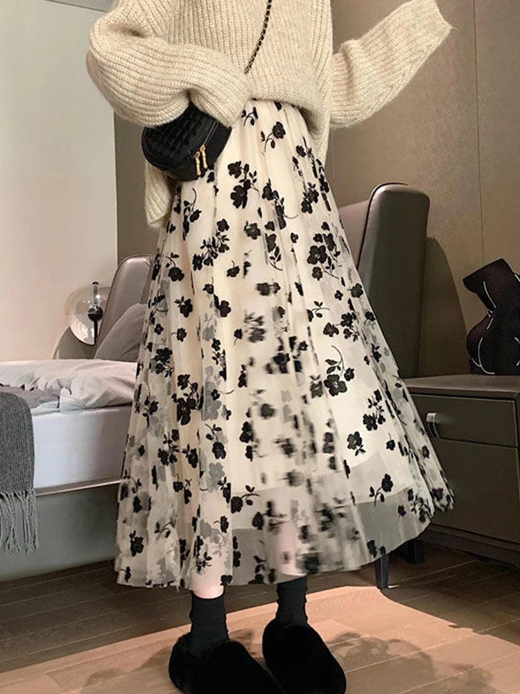 Women Polka Dot Tulle Maxi Skirt | Soledad