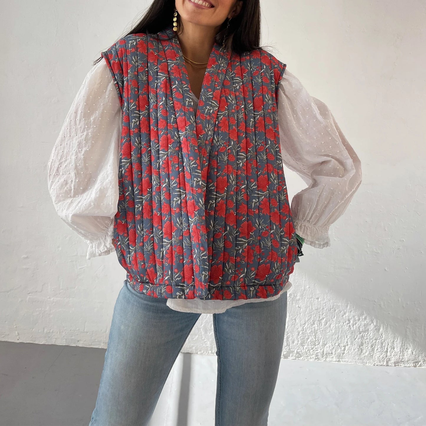 Women Patterned Sleeveless Quilted Vest | Myrtle