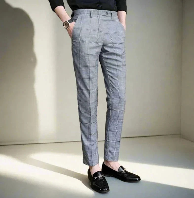 Men Slim-Fit Pants Striped Stretch Fabric | Classic Style-5