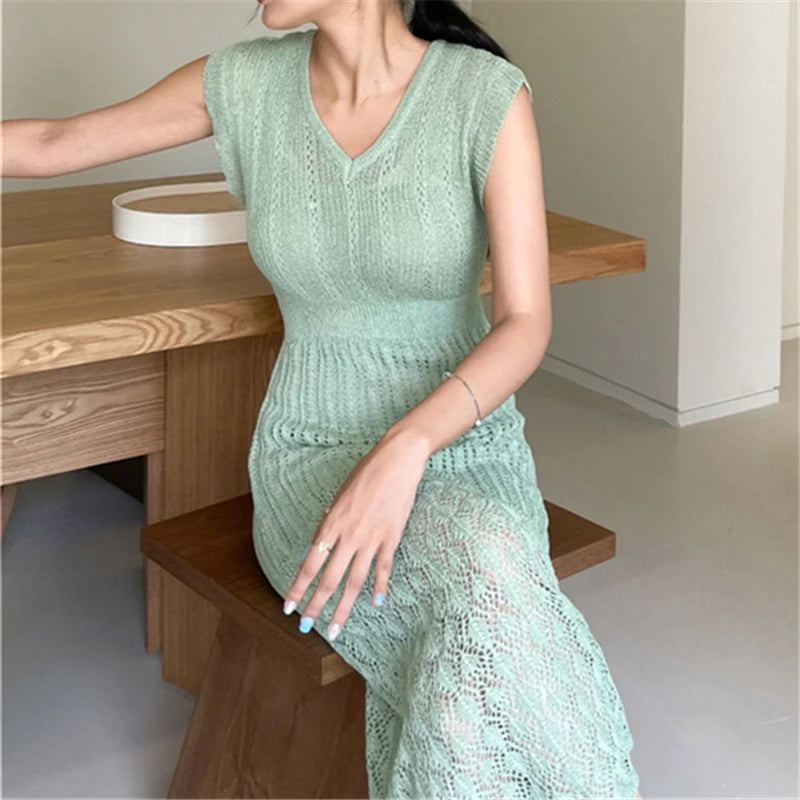 Women Knit Lace Midi Dress | Alexa
