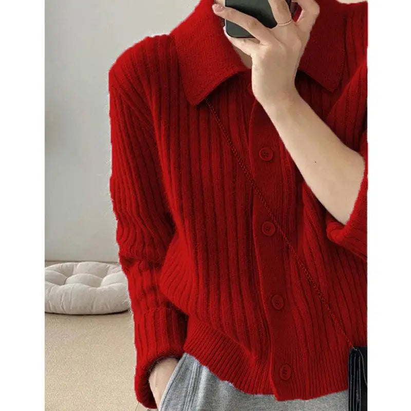 Women Ribbed Knit Button-Up Cardigan | Ysabel