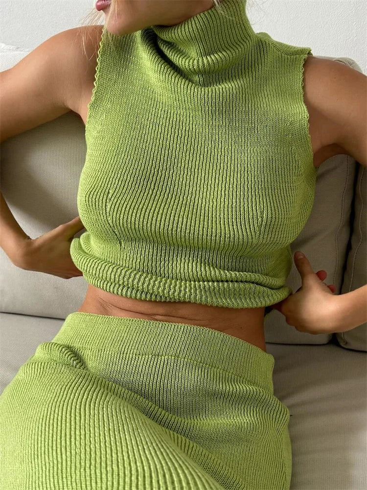 Women Sleeveless Knit Two-Piece Set | Melvina