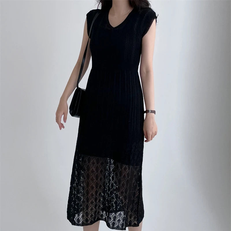 Women Knit Lace Midi Dress | Alexa