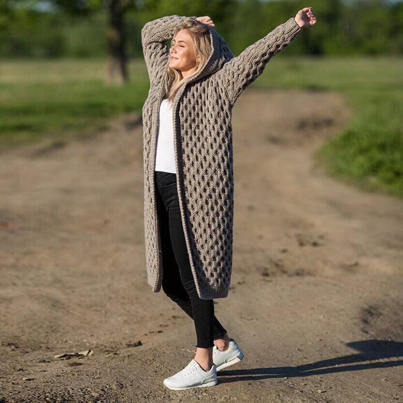 Women Hooded Cable Knit Cardigan | Amirae