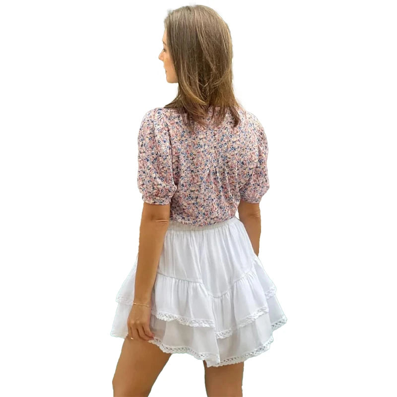 Women Floral Pleated Puff Sleeve Blouse | Eliana