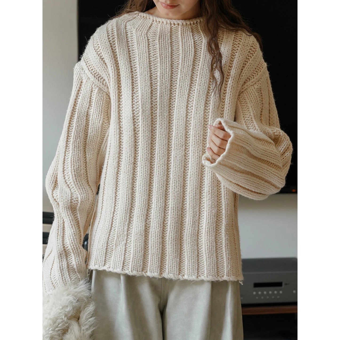 Women Chunky Wool Blend Knit Sweater | Drucilla