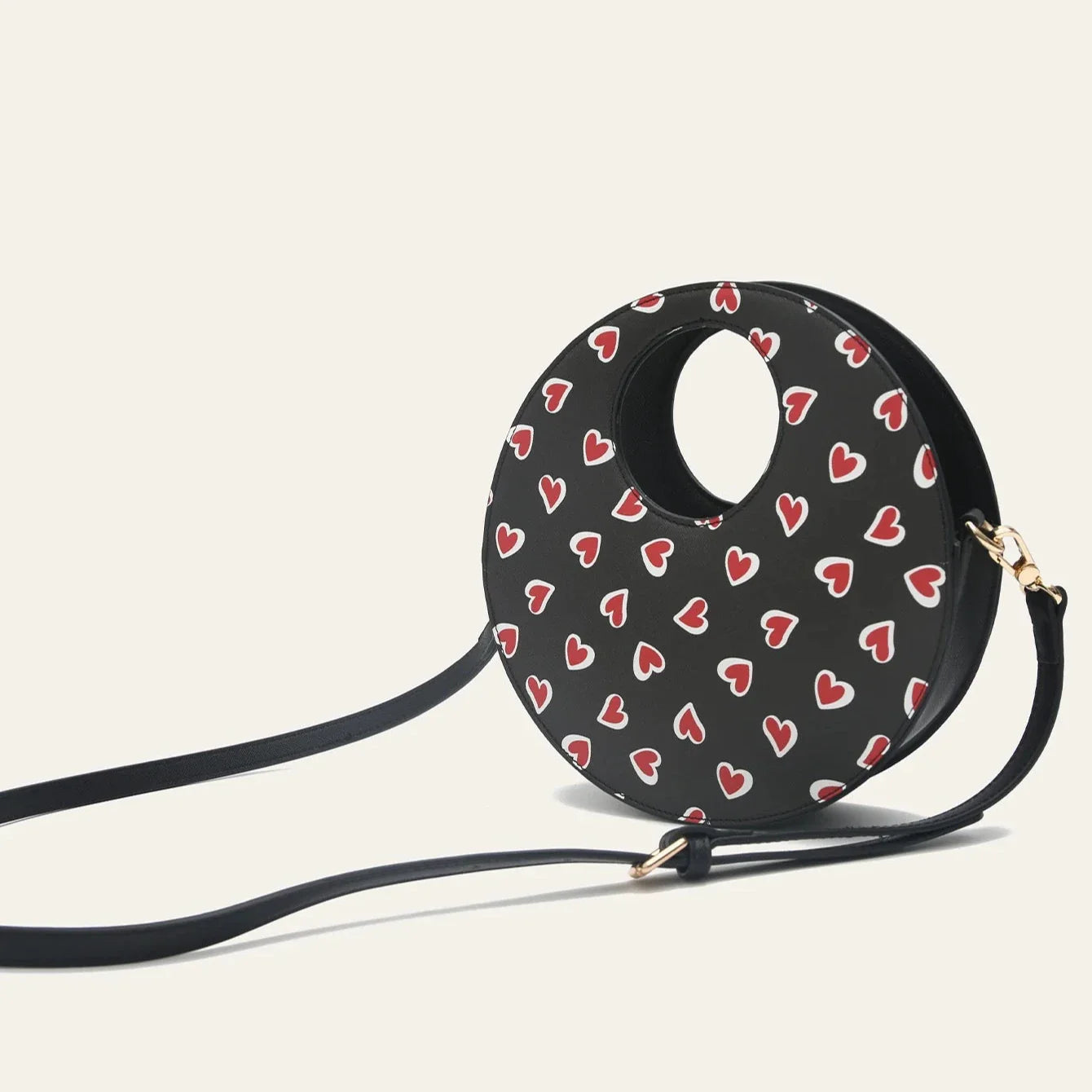 Women Heart Print Round Bag | Kara