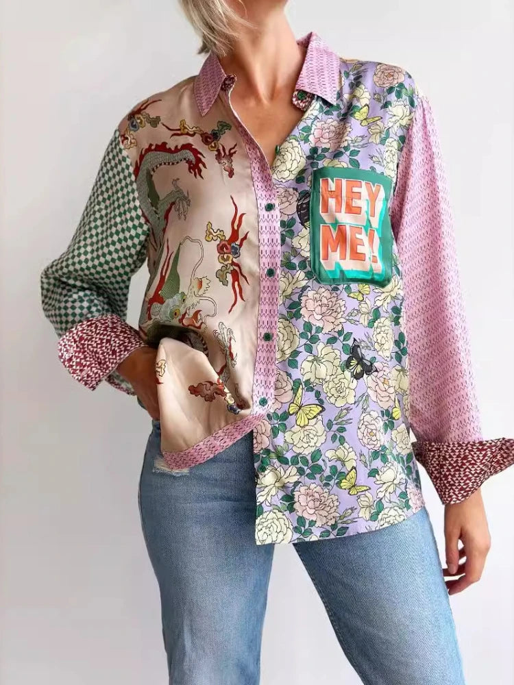 Women Patchwork Shirt & Skirt Set | Ciara