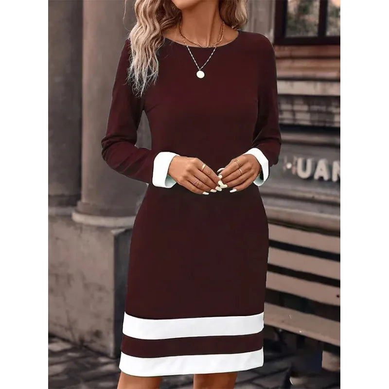 Elegant Contrast Cuff Dress | Xaveria