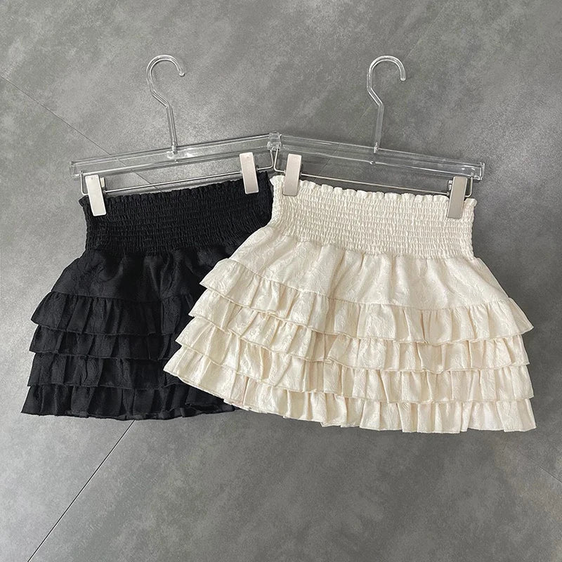 Women Smocked Ruffle Mini Skirt | Susetta