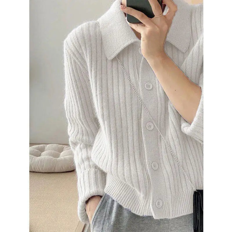 Women Ribbed Knit Button-Up Cardigan | Ysabel