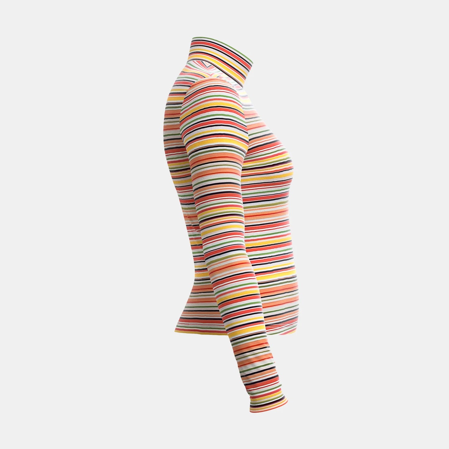 Women Striped Turtleneck Long-Sleeve Top | Elfreda