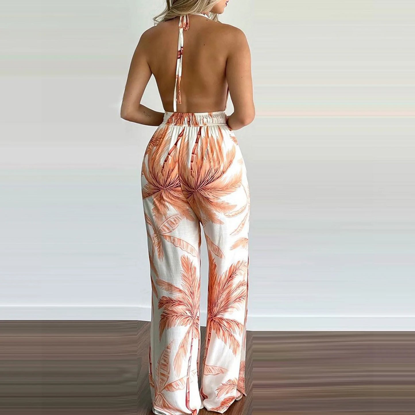 Women Tropical Print Halter Maxi Dress | Diana