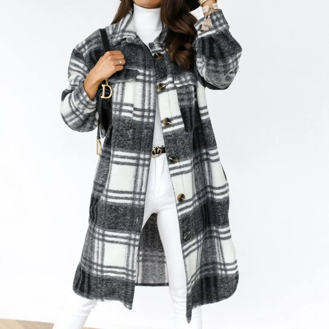 Women Classic Plaid Long Shacket | Briar
