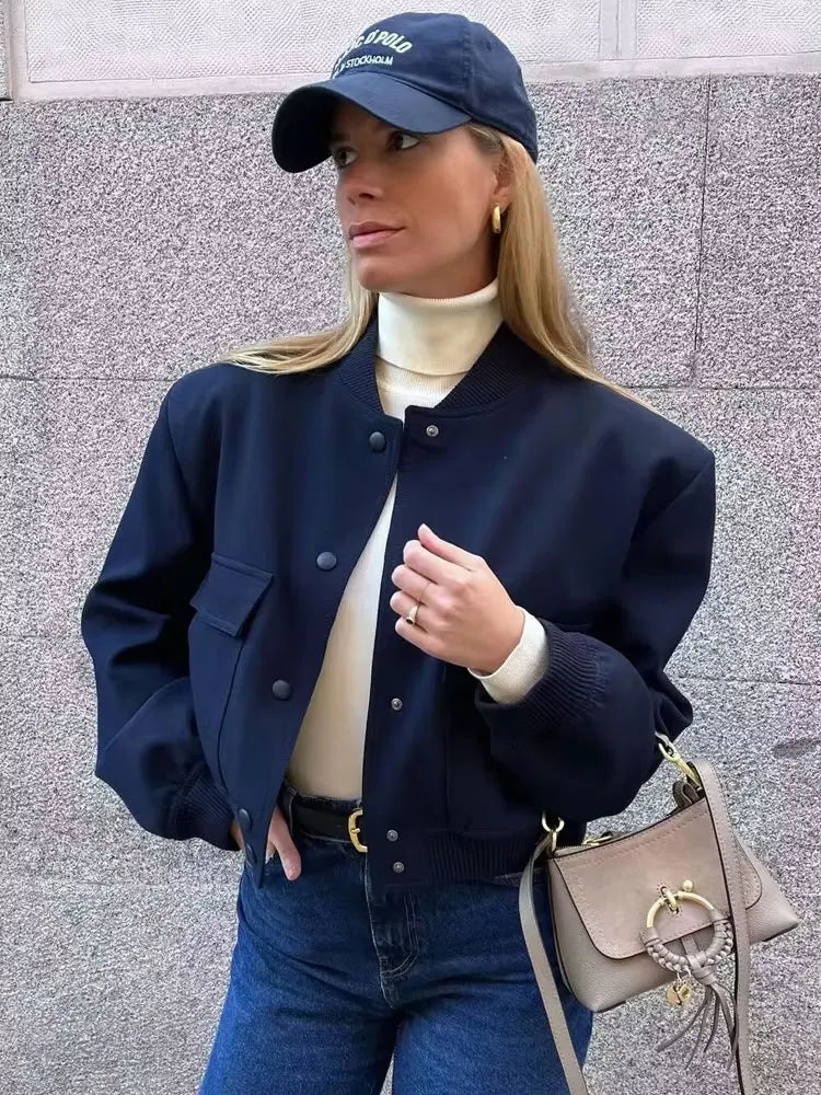 Women Bomber Jacket Green Cotton | Vintage Chic-3