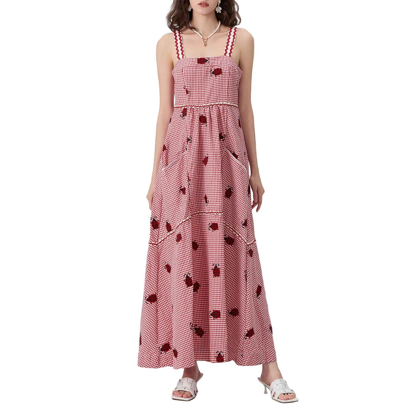 Women Gingham Floral Summer Dress | Araminta