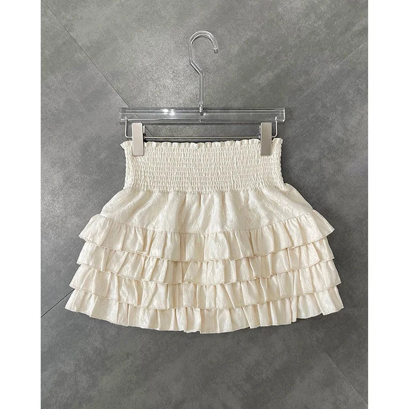 Women Smocked Ruffle Mini Skirt | Susetta
