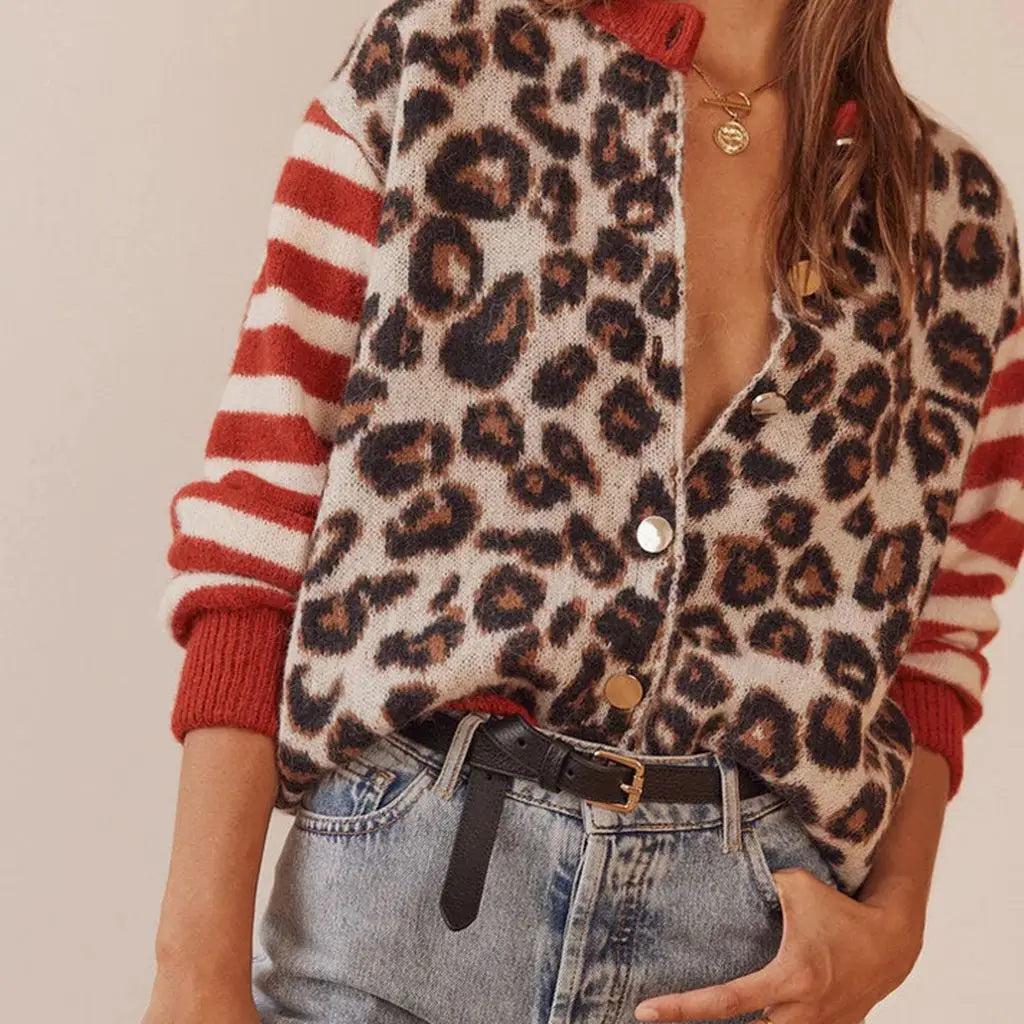 Women Leopard Print Button Cardigan | Philomena