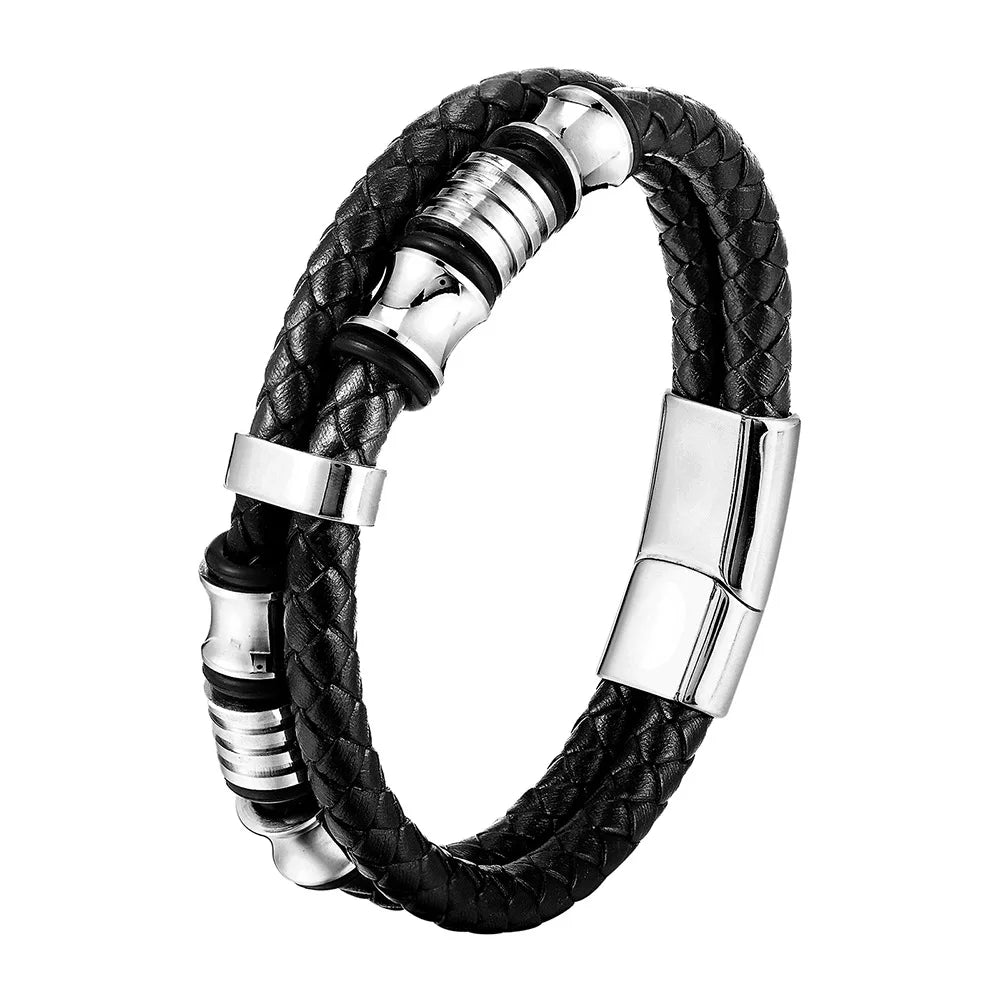 Variant image for Men's Leather Bracelet Black Genuine Leather | Classic Charm-15