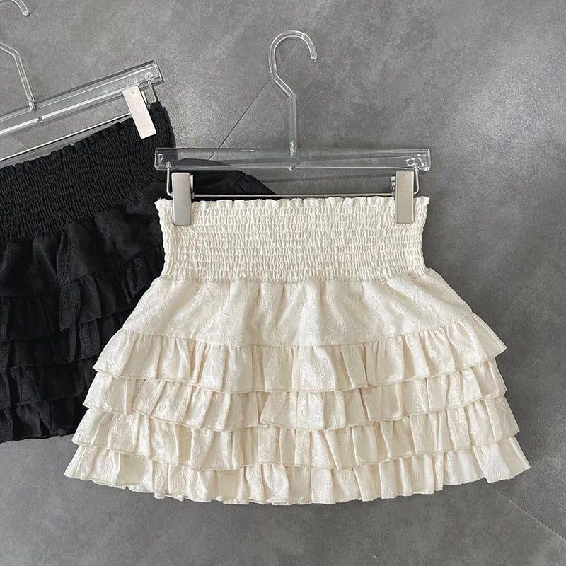 Women Smocked Ruffle Mini Skirt | Susetta