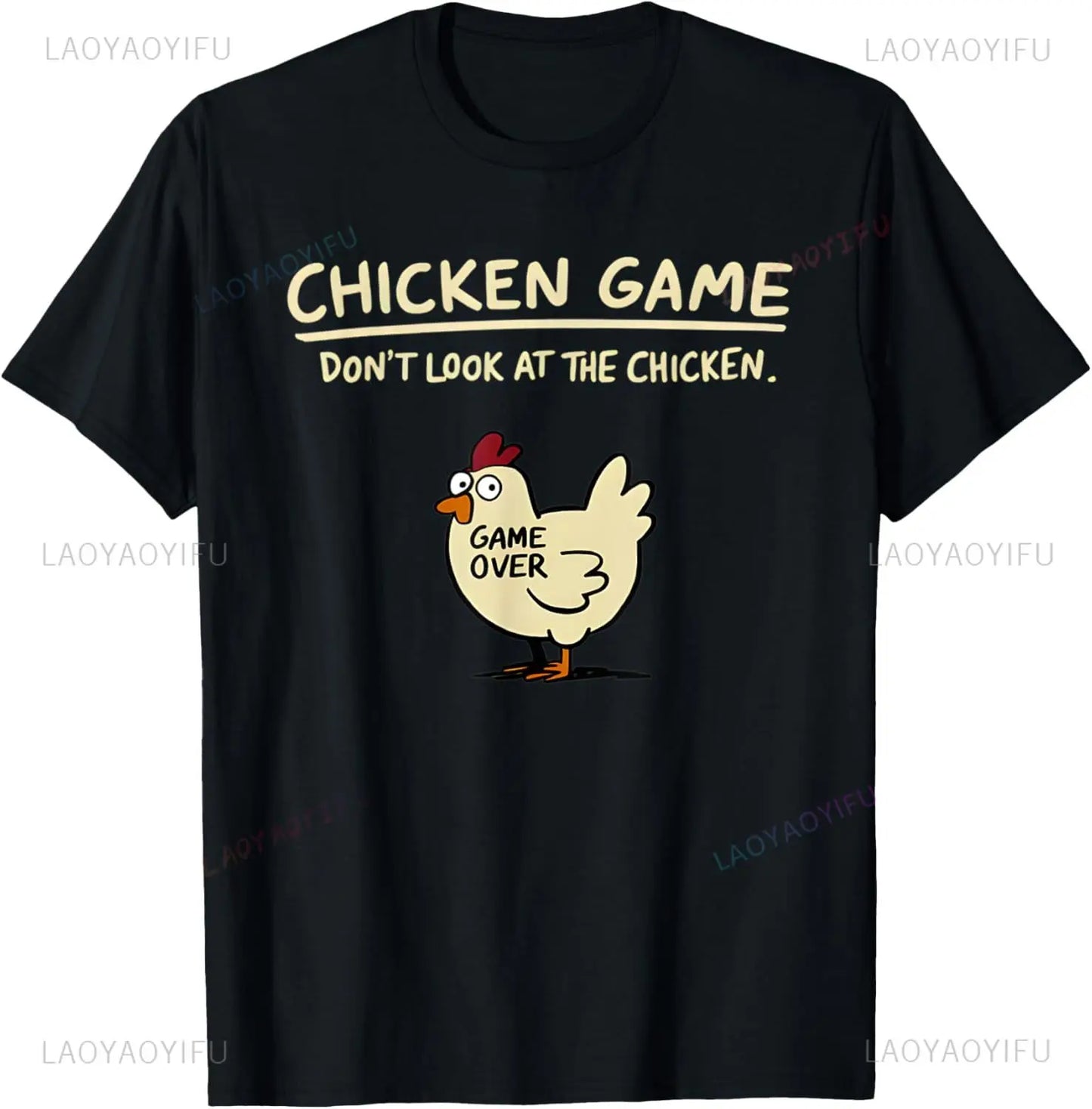 Variant image for Men's Graphic T-Shirt Black Cotton | Funny Chicken-1