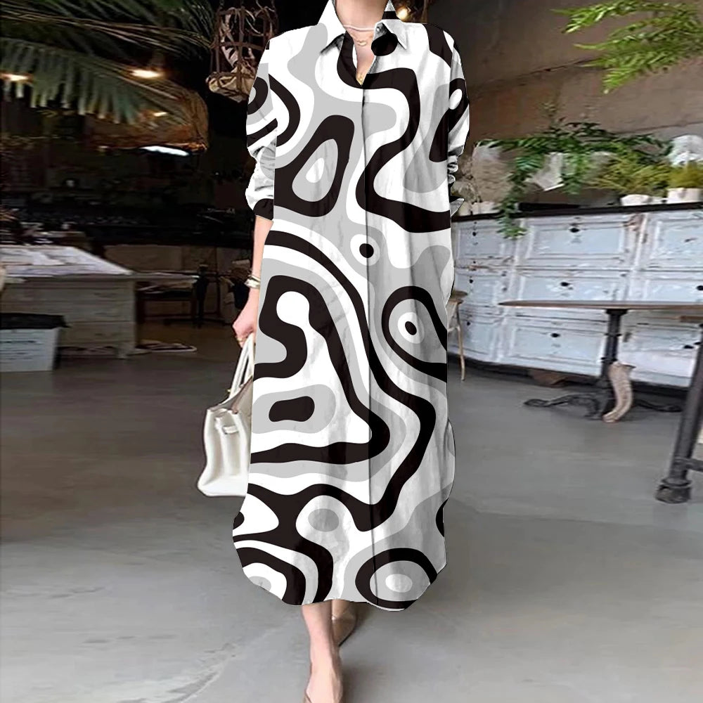 Women Abstract Print Shirt Dress | Aaliyah