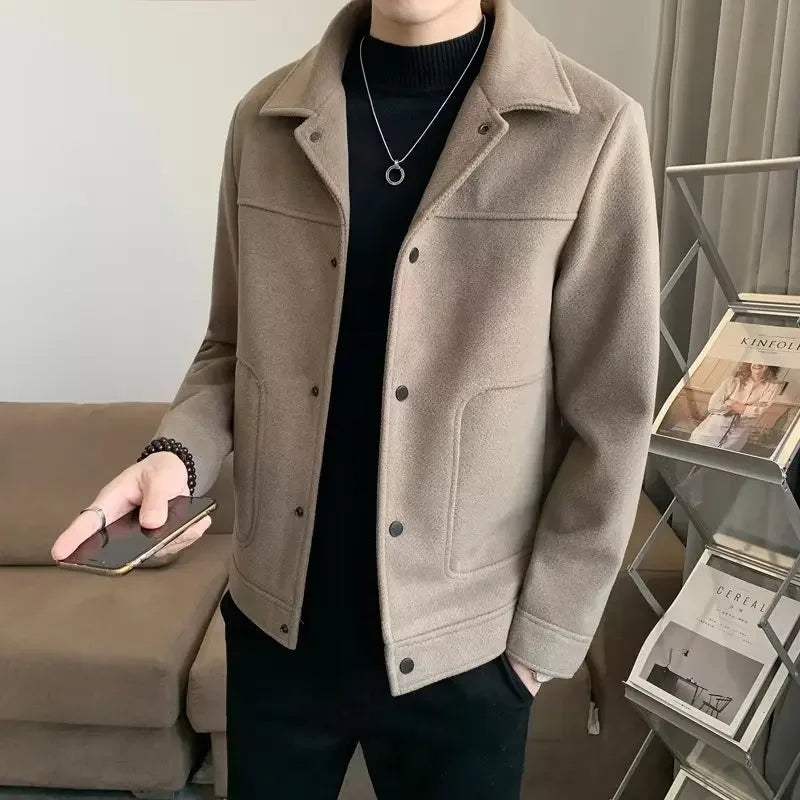 Men Classic Wool-Blend Button Jacket | Baylor
