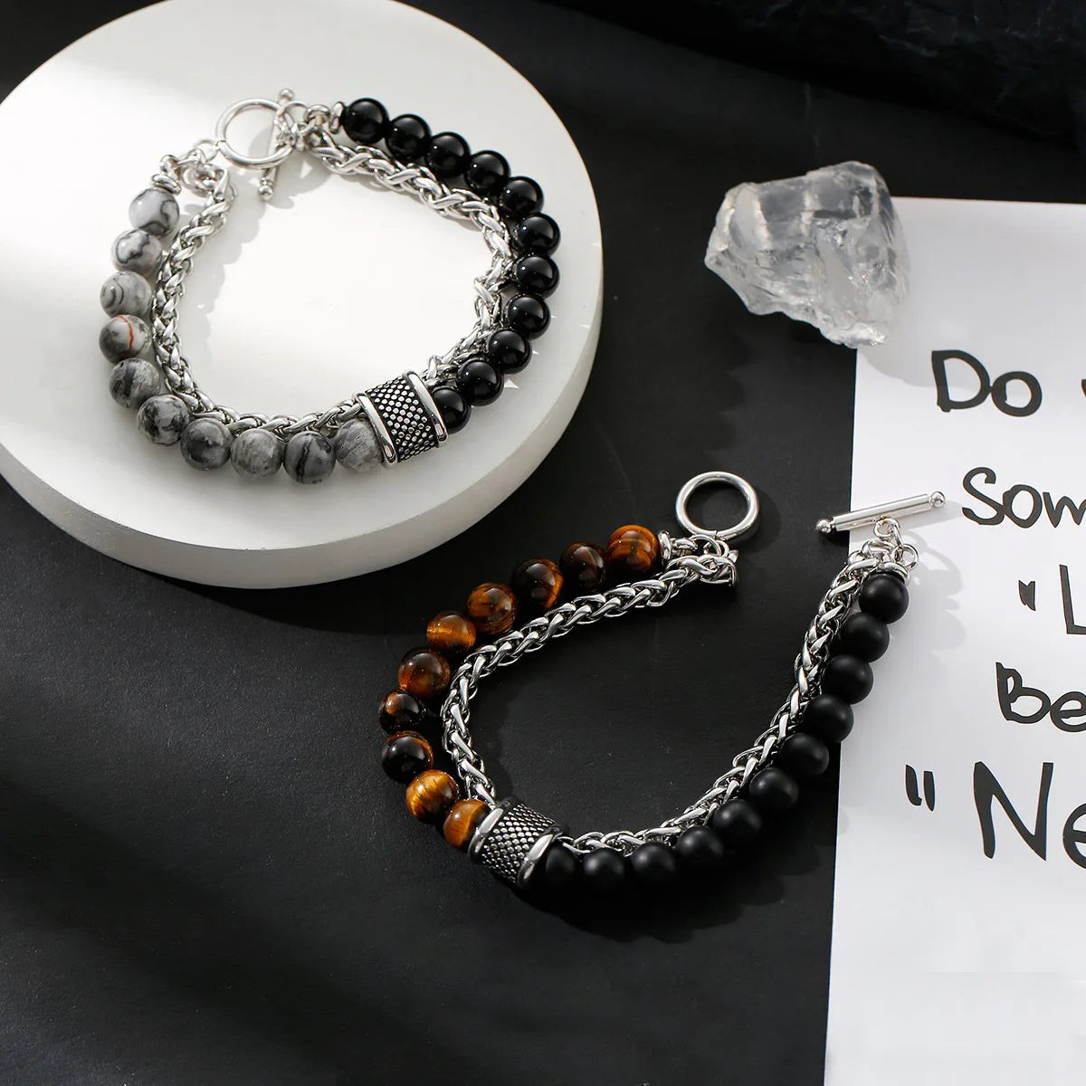 Men's Bracelet Tiger Eye Beads Stainless Steel | Classic Elegance-5
