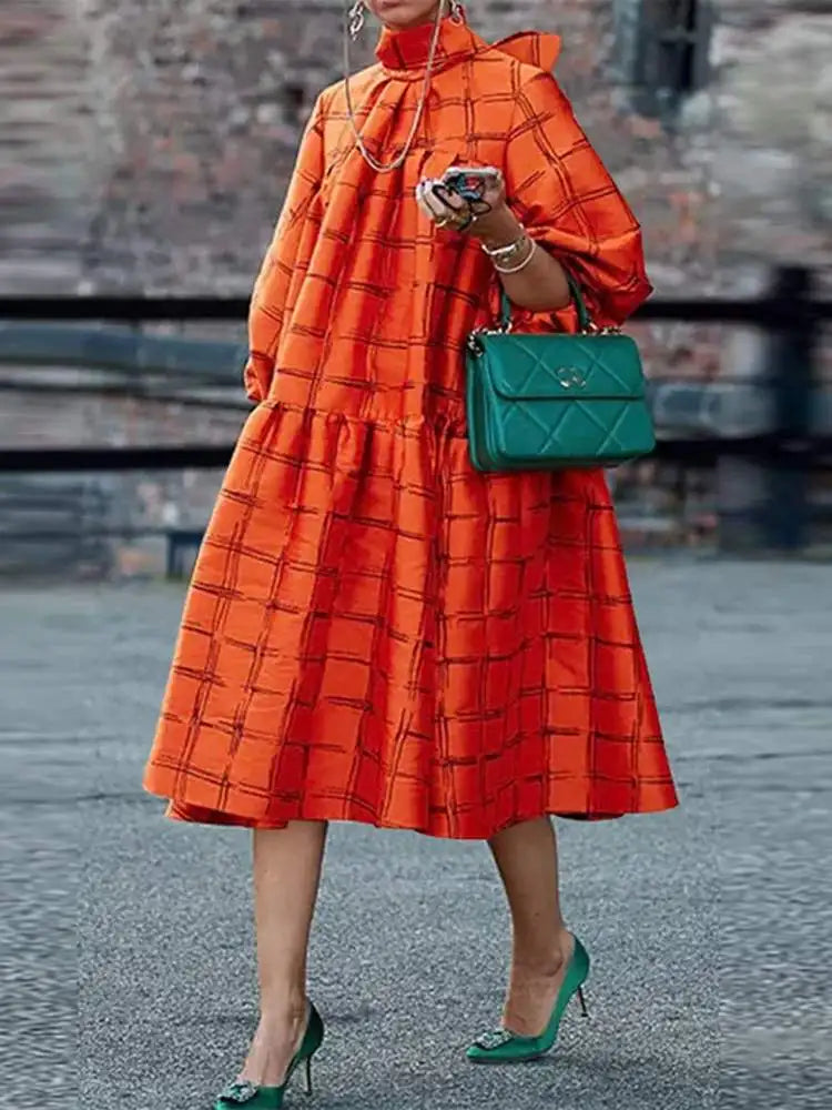 Women Bold Checkered Midi Dress | Calista