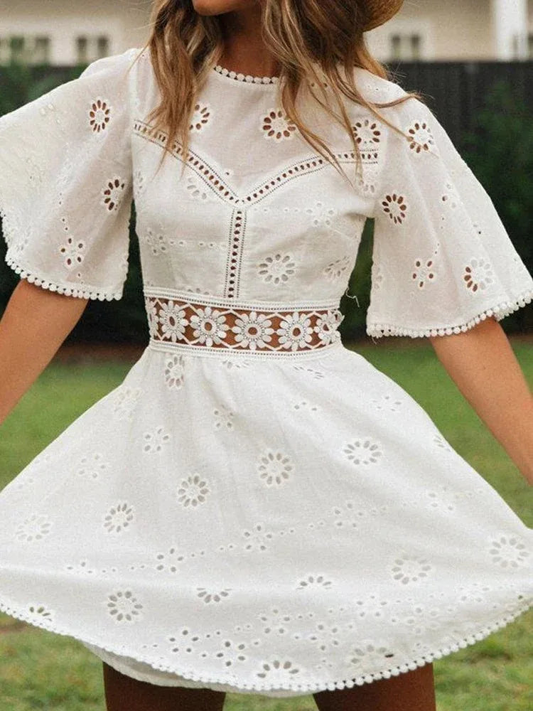 Women Backless Embroidered Summer Dress | Camila