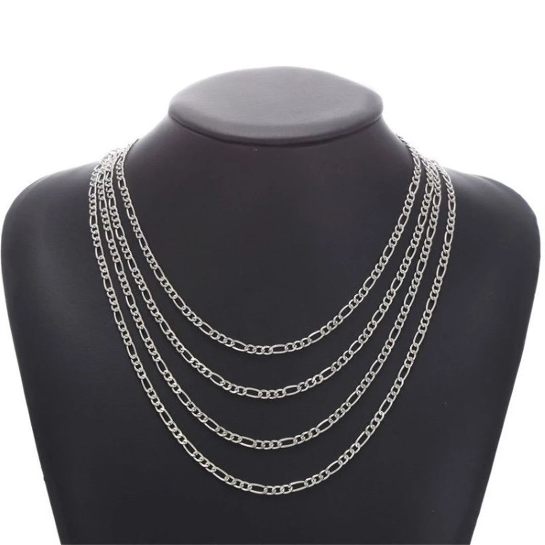 Men Figaro Chain Necklace Silver Stainless Steel | Urban Style-4