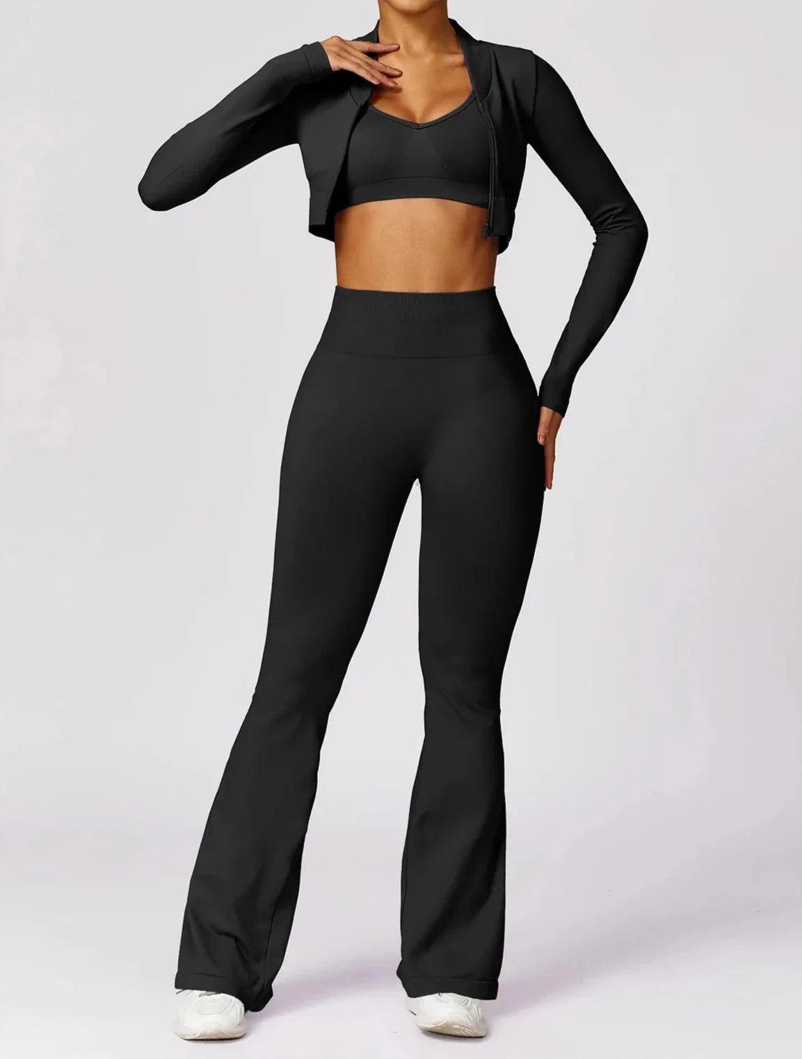 Variant image for Women Flare Set Black Nylon Spandex | Serenity-4