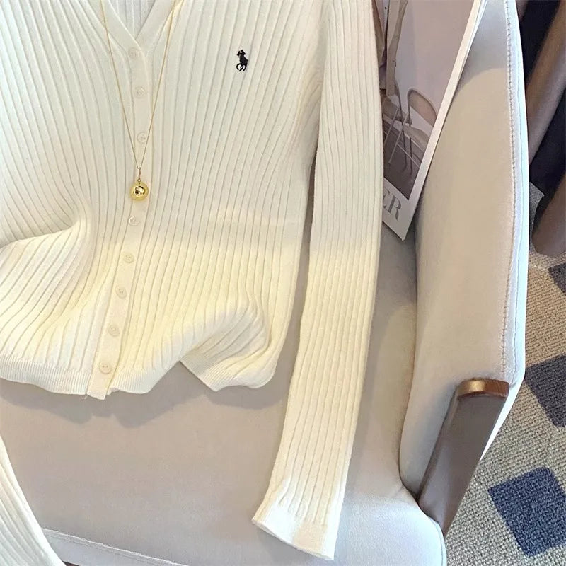 Women Classic Ribbed Button-Down Cardigan | Ernestine