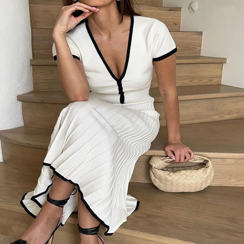 Women Knit Top & Pleated Skirt Set | Valerie