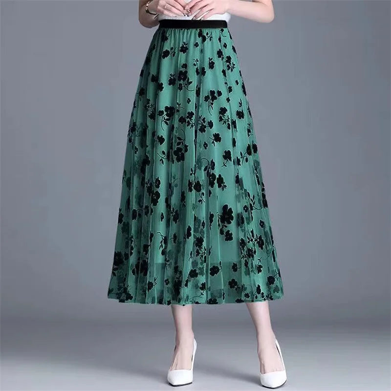 Women Polka Dot Tulle Maxi Skirt | Soledad
