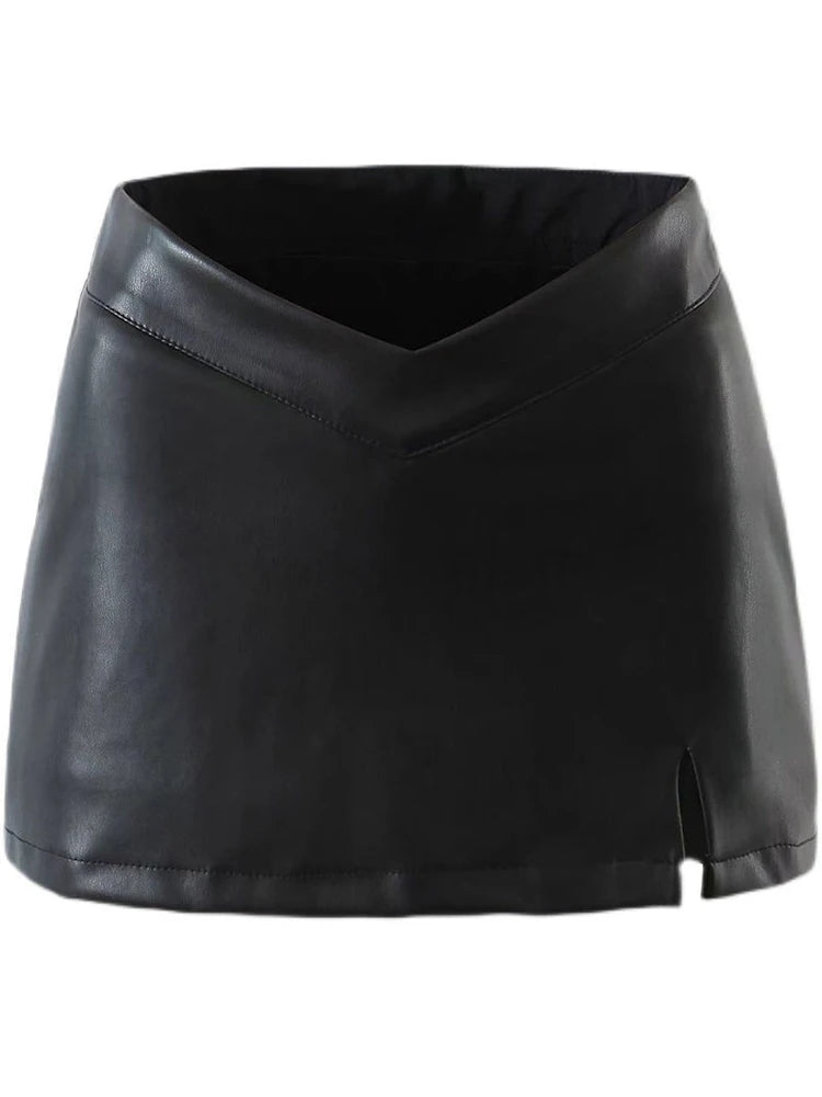 Women Faux Leather Wrap Skirt | Elvira
