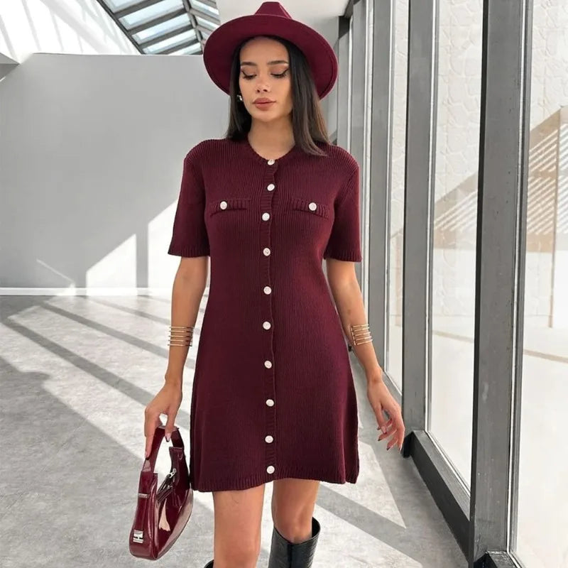 Women Buttoned Knit Dress | Agnes