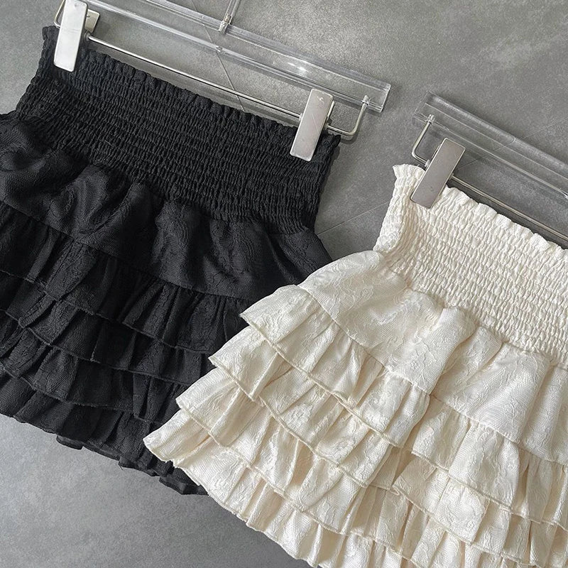 Women Smocked Ruffle Mini Skirt | Susetta
