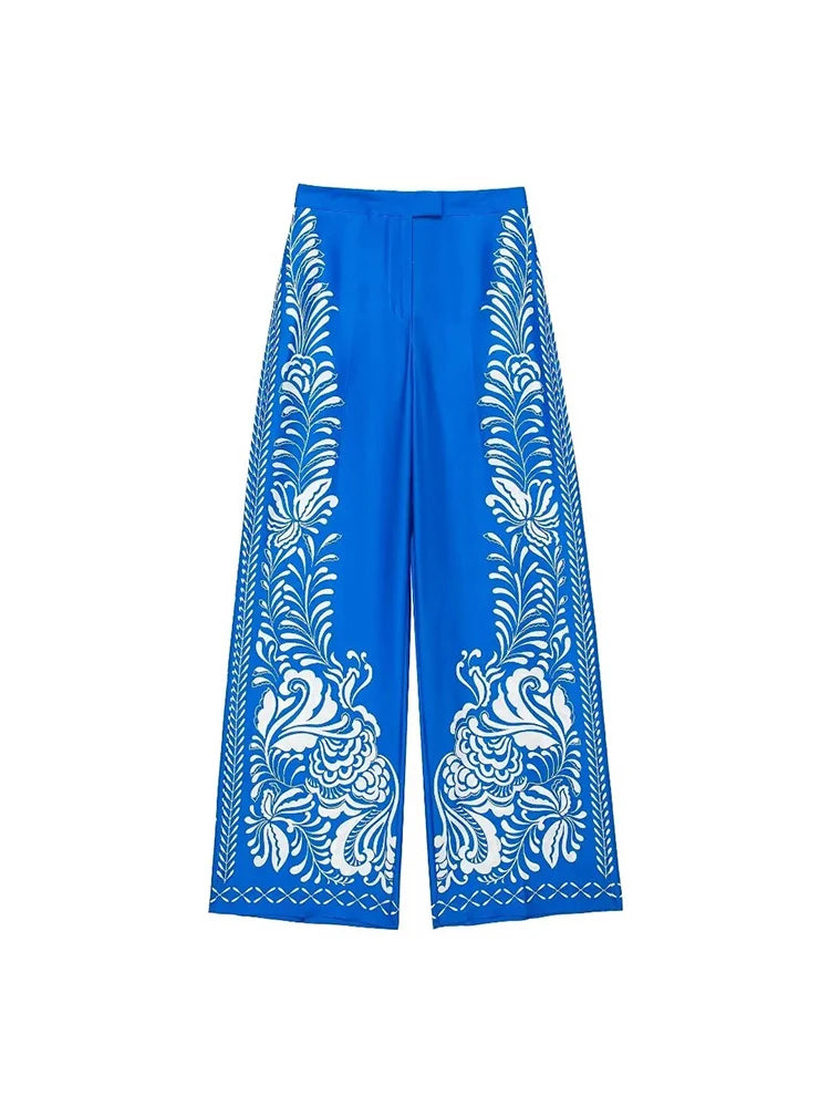 Women Printed Wide-Leg Pants Set | Marissa