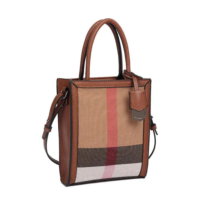 Women Compact Plaid Mini Tote Bag | Camille