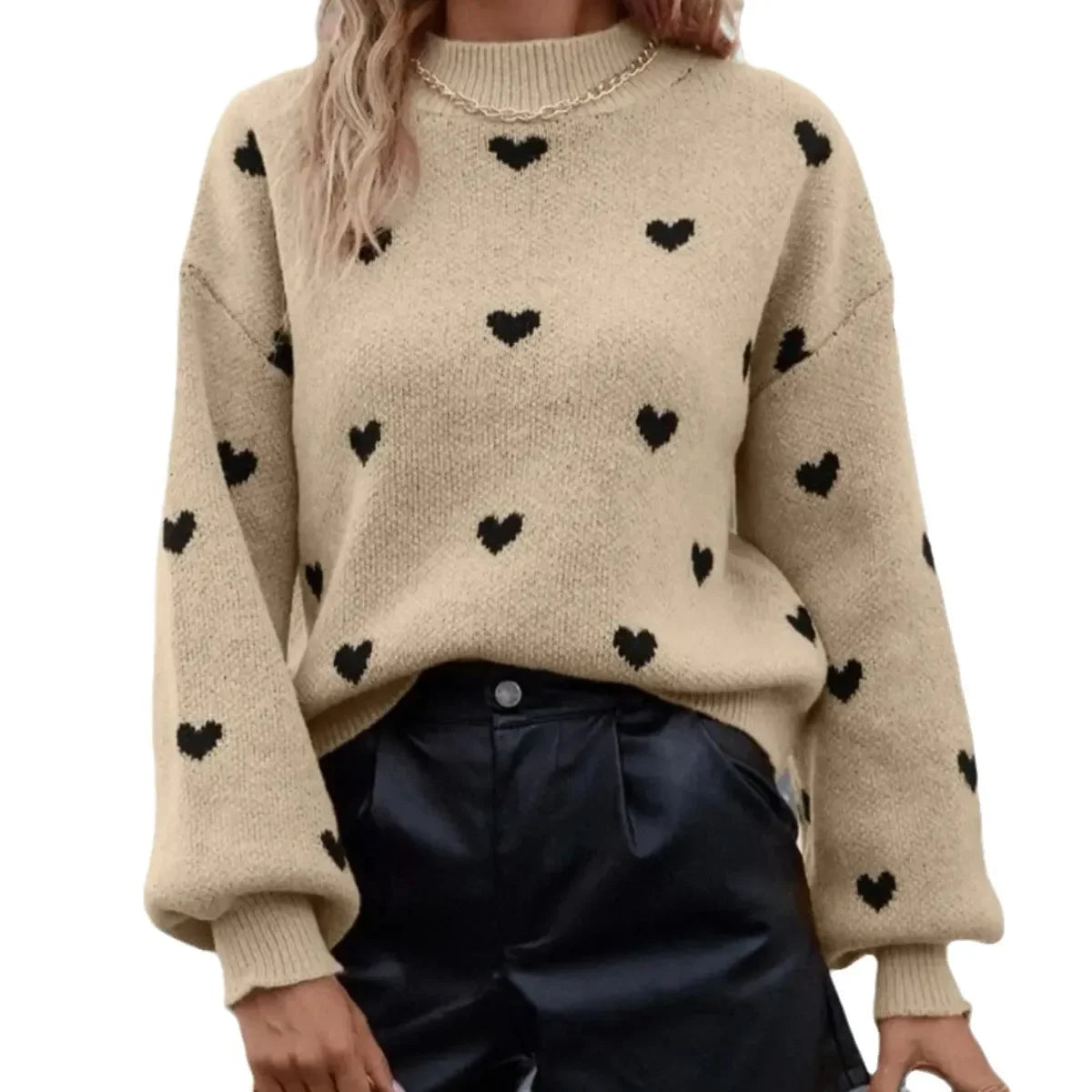 Women Heart Knit Sweater | Carmela