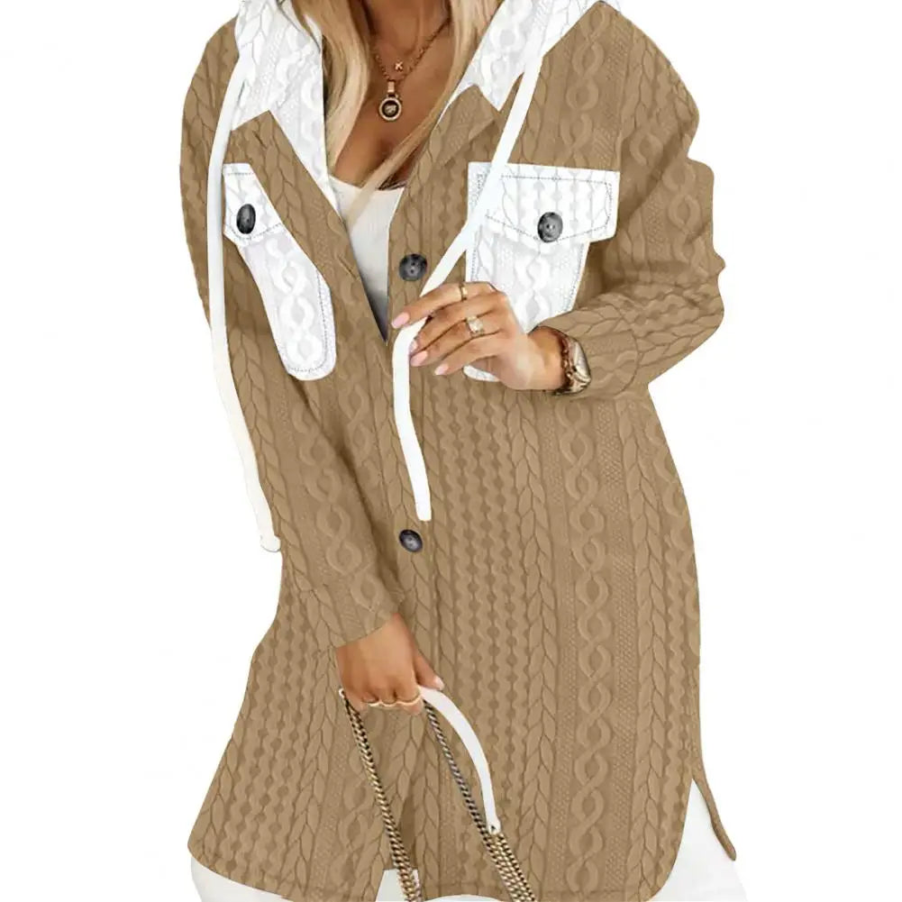 Women Plaid Button Shacket with Hood | Kaelani