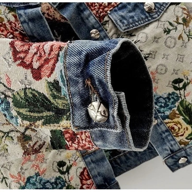 Women Denim Jacket Blue Jacquard | Elegant Style-4
