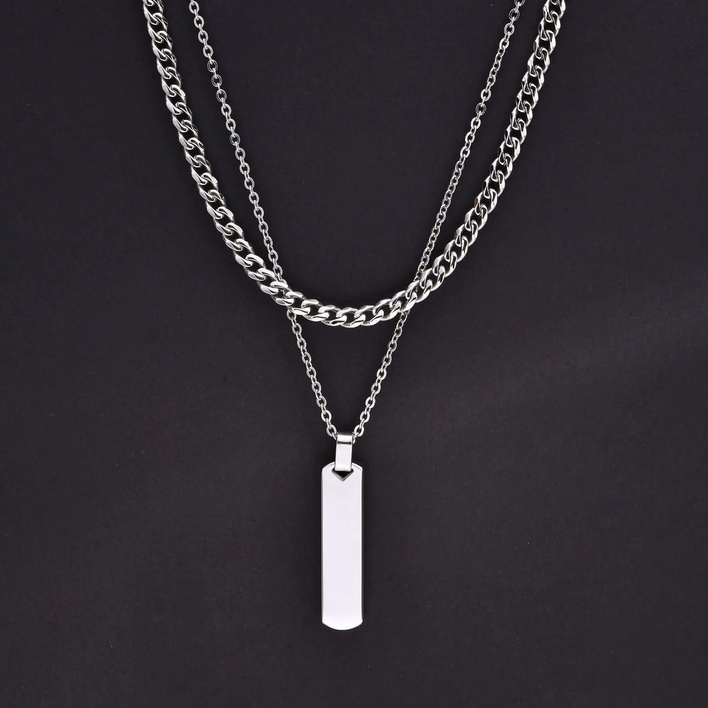 Variant image for Men's Necklace Stainless Steel Geometric Bar | Stylish Gift-3