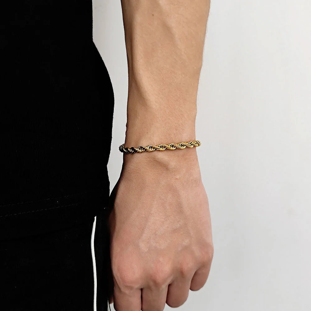 Variant image for Men's Bracelet Gold Stainless Steel Twist Chain | Trendsetter-1