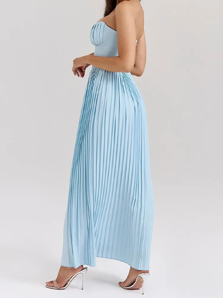 Women Sweetheart Pleated Maxi Dress | Aisha